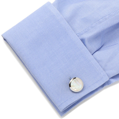 Double Sided Mother of Pearl Round Beveled 5-Stud Set by Cufflinks.com