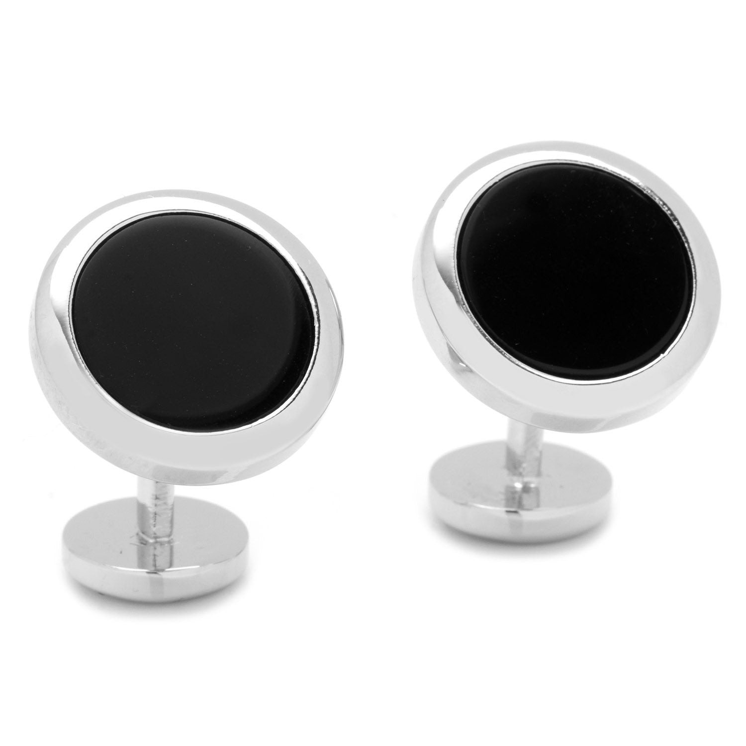 Double Sided Onyx Round Beveled Cufflinks by Cufflinks.com