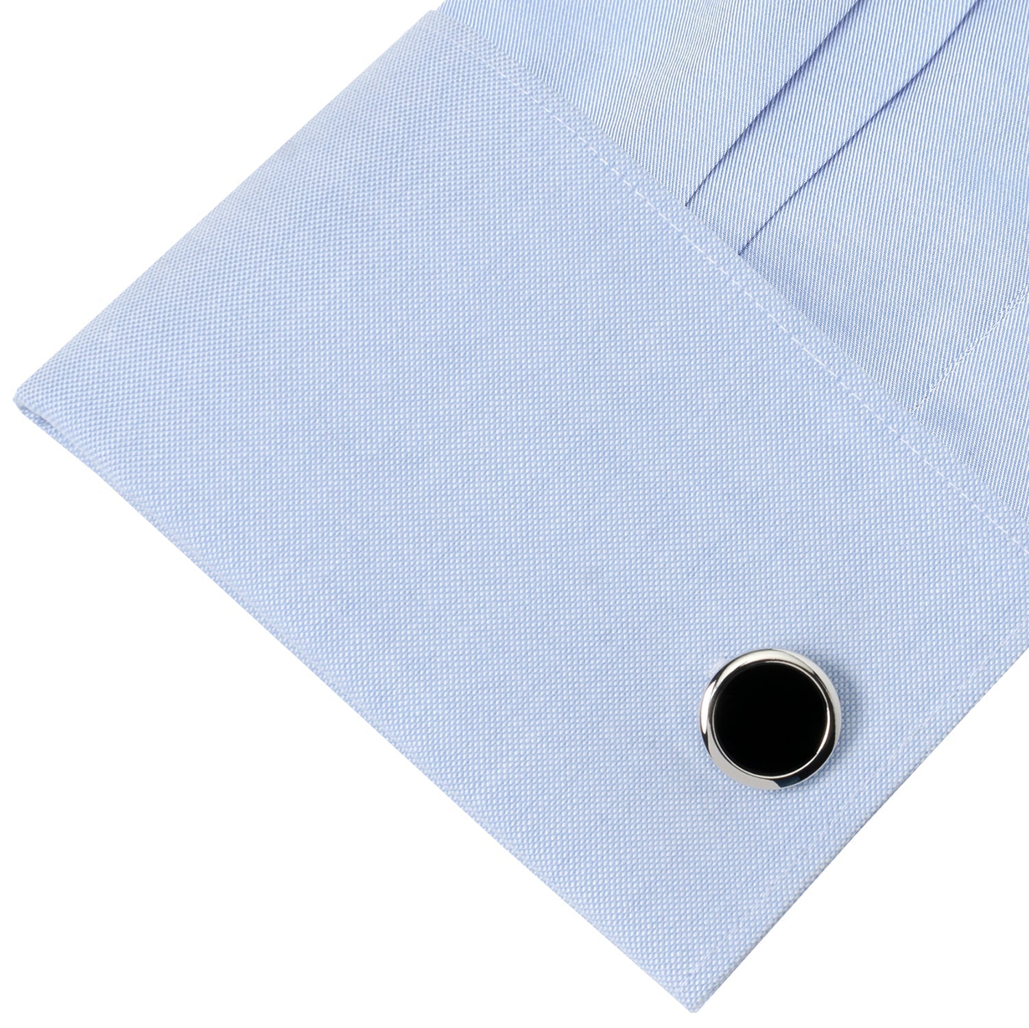 Double Sided Onyx Round Beveled Cufflinks by Cufflinks.com