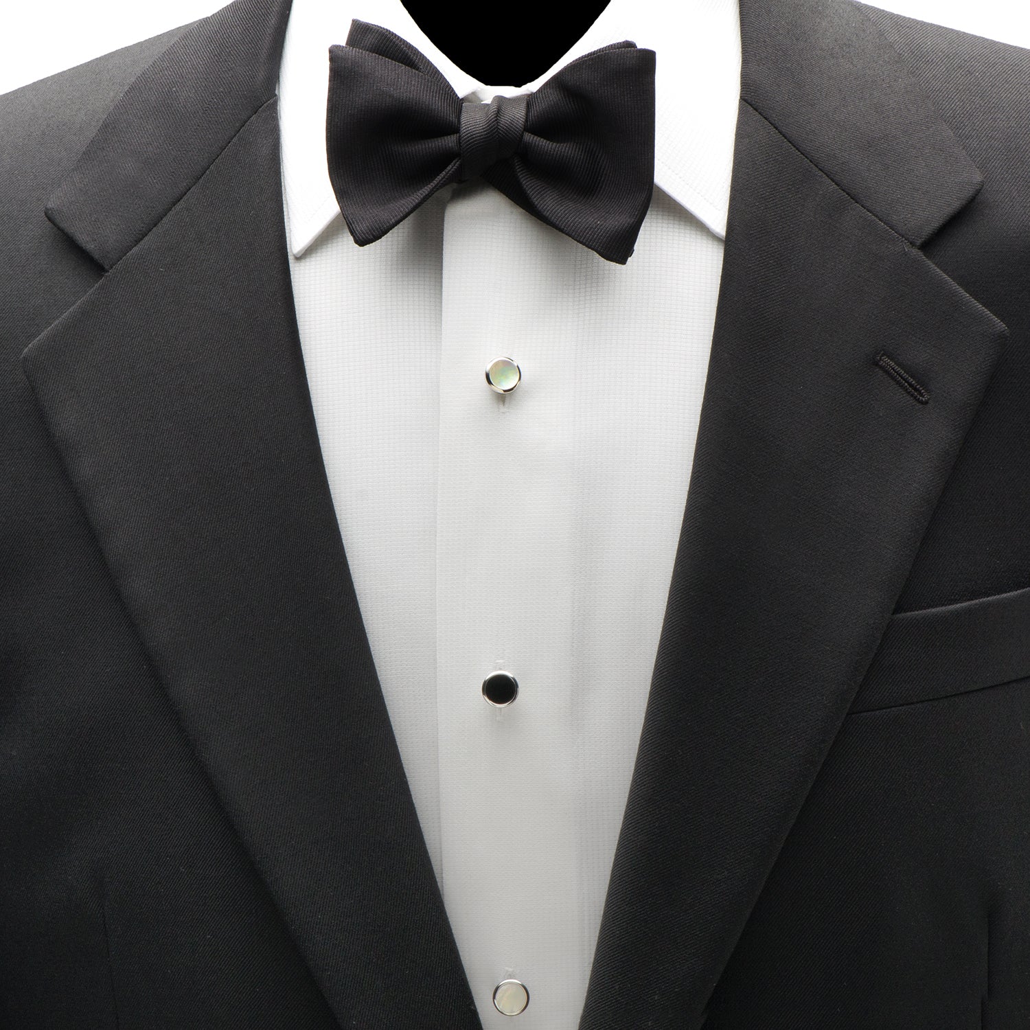 Double Sided Onyx Round Beveled 5-Stud Set by Cufflinks.com