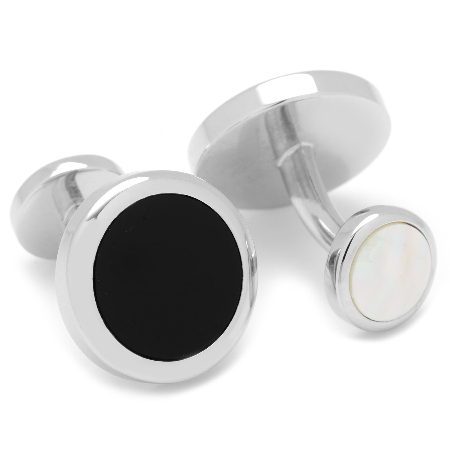Double Sided Onyx Round Beveled 5-Stud Set by Cufflinks.com