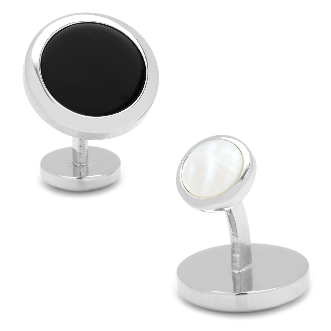 Double Sided Onyx Round Beveled Cufflinks by Cufflinks.com