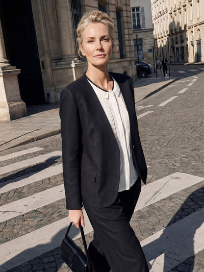 Linen-Lyocell Relaxed V-neck Tailored Blazer VERITY by LINTICO