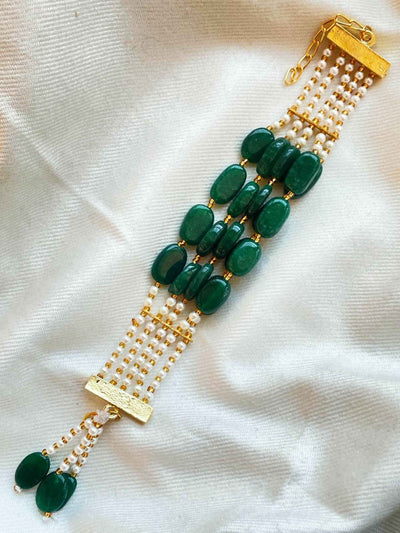 Joban Fashion Bottle Green Brass Semi Precious Stone Bracelet