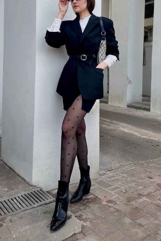 Fantasy Tights Conte Bonheur - Hearts Pattern