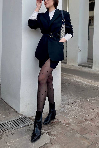 Fantasy Tights Conte Bonheur - Hearts Pattern 