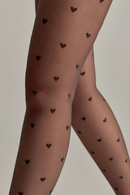 Fantasy Tights Conte Bonheur - Hearts Pattern 