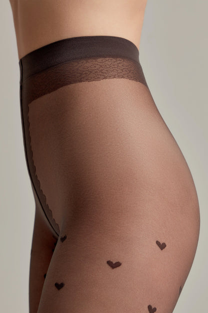 Fantasy Tights Conte Bonheur - Hearts Pattern 