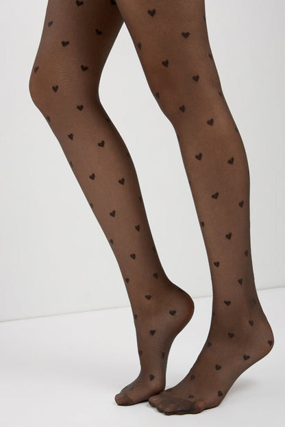 Fantasy Tights Conte Bonheur - Hearts Pattern 