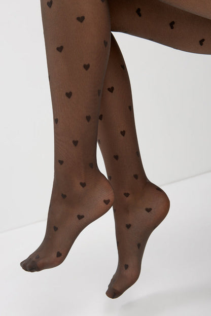 Fantasy Tights Conte Bonheur - Hearts Pattern 