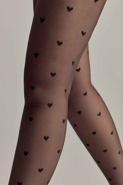 Fantasy Tights Conte Bonheur - Hearts Pattern