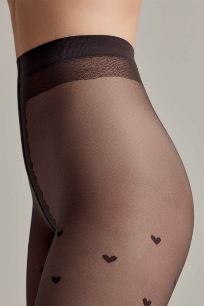Fantasy Tights Conte Bonheur - Hearts Pattern