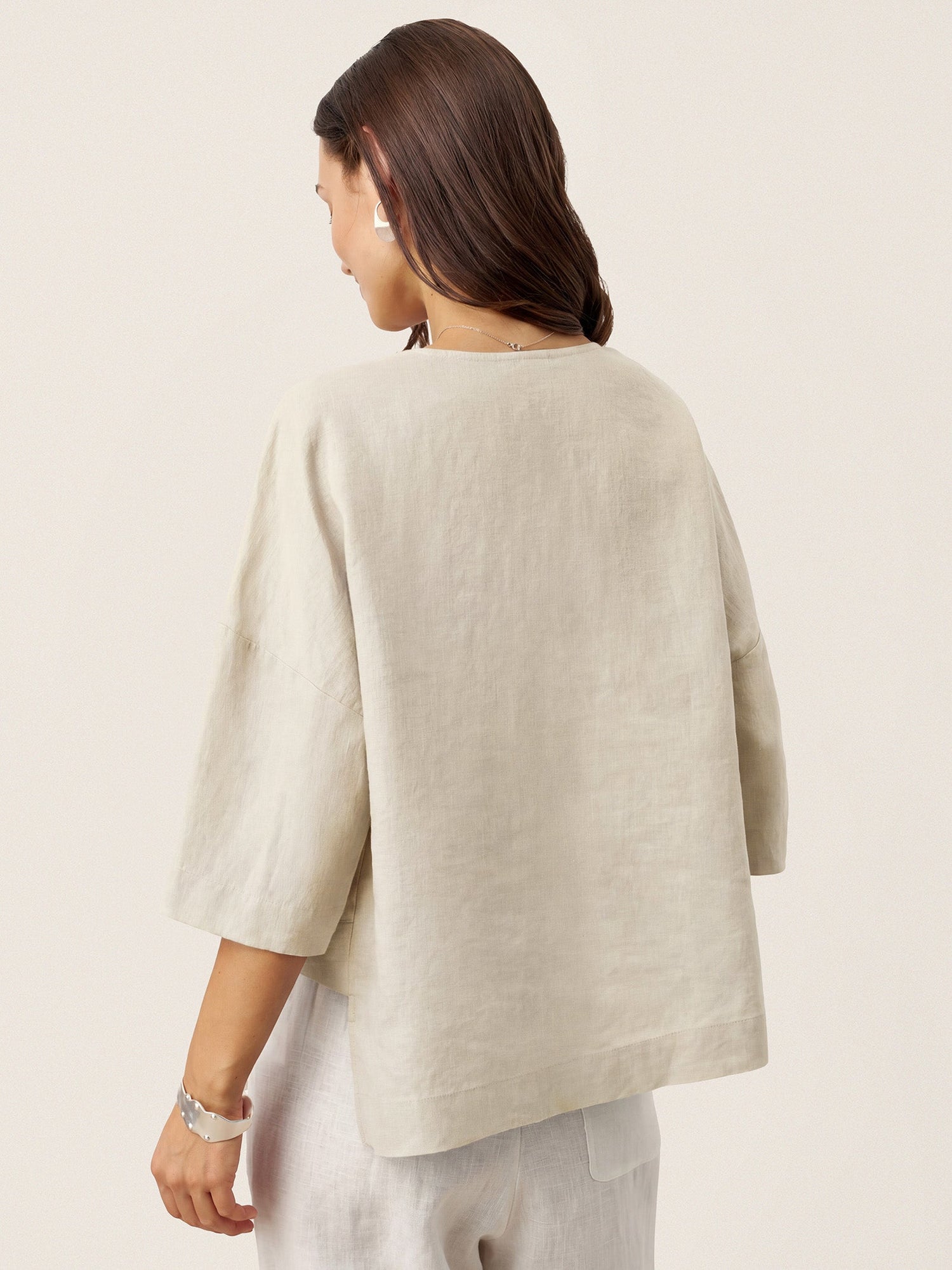 100% Linen Drop Shoulder Asymmetric Layered Hem Overtop VIOLA by LINTICO