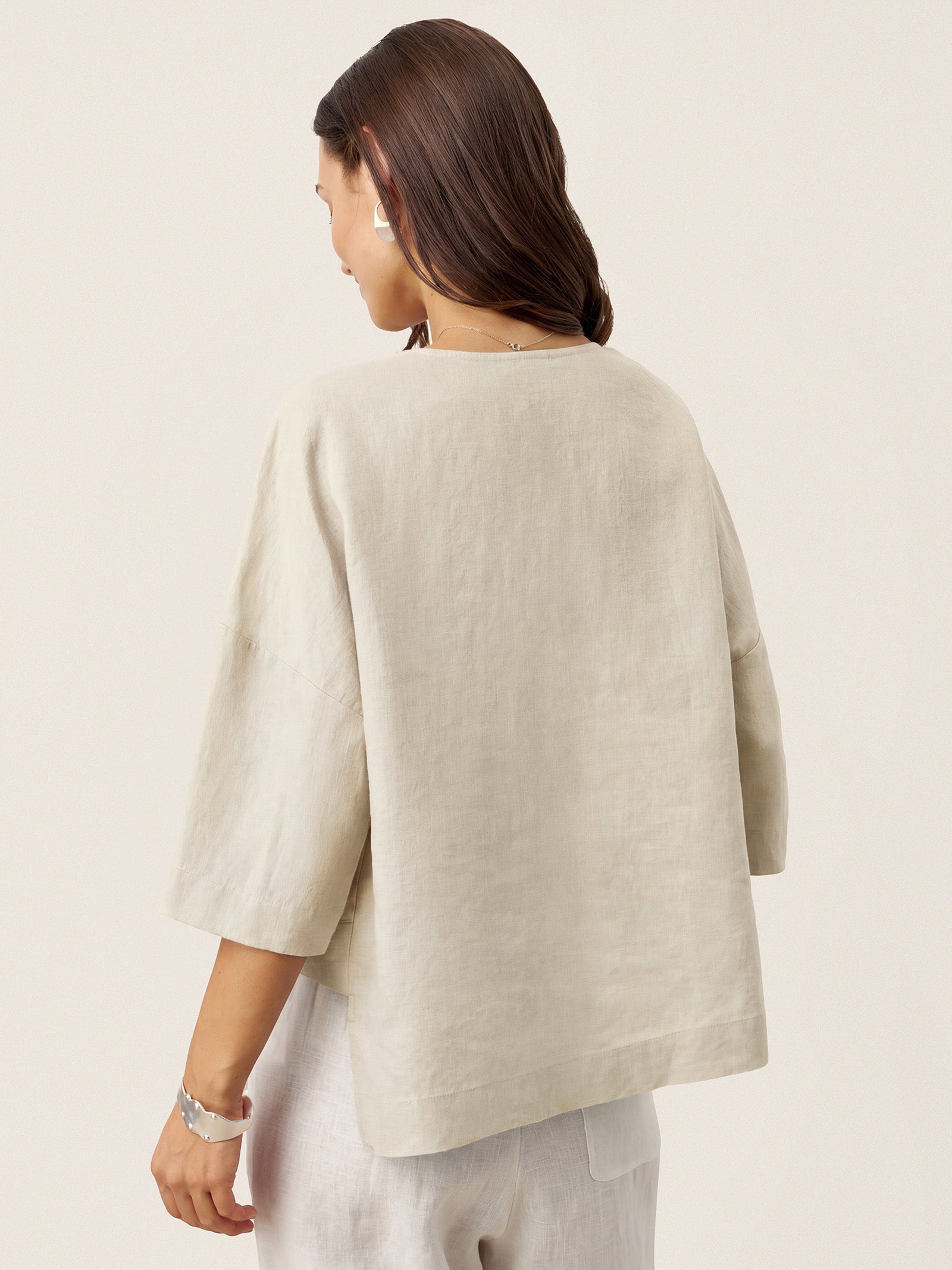 100% Linen Drop Shoulder Asymmetric Layered Hem Overtop VIOLA by LINTICO