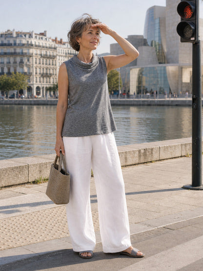 Wool Draped Collar Sleeveless Knit Top NADINE  DestGlow