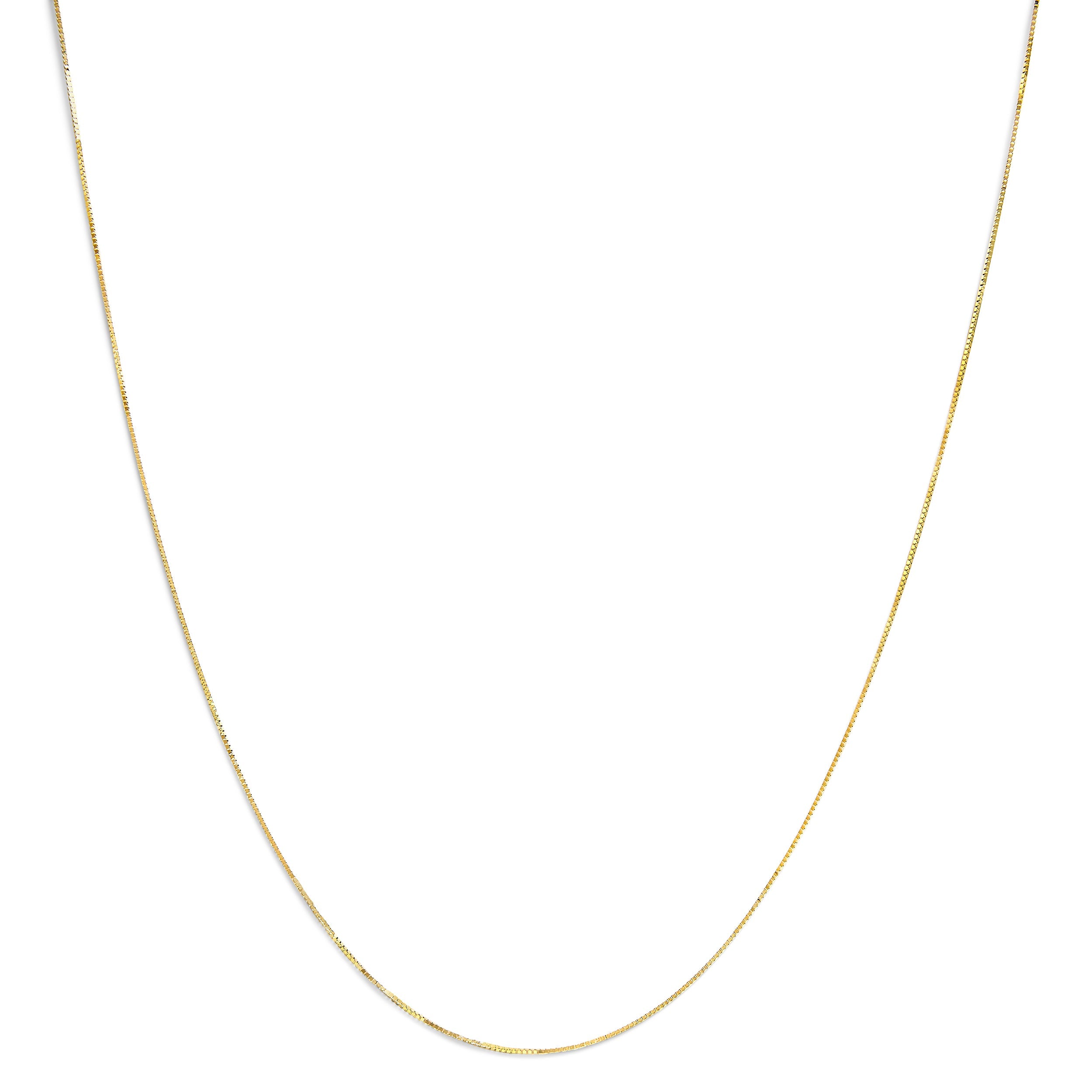 Solid 14K Yellow Gold 0.75mm Classic Box Chain Necklace. Unisex Chain - Size 16 Inches by Bids.com