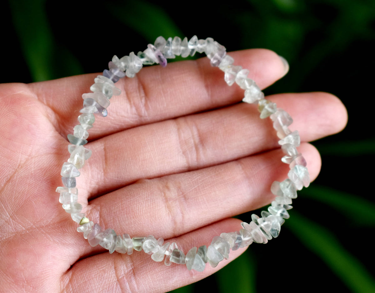 Natural Multi Fluorite Chip Bracelets,  Loose Crystal Gemstone Chip Bracelets ~ Healing Chip Bracelet  DestGlow