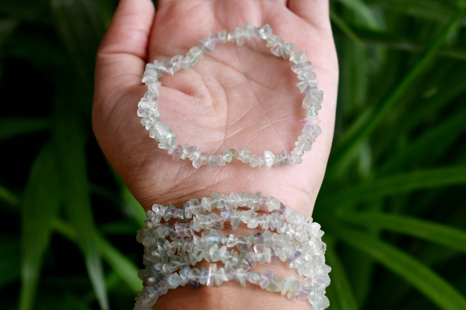 Natural Multi Fluorite Chip Bracelets,  Loose Crystal Gemstone Chip Bracelets ~ Healing Chip Bracelet  DestGlow