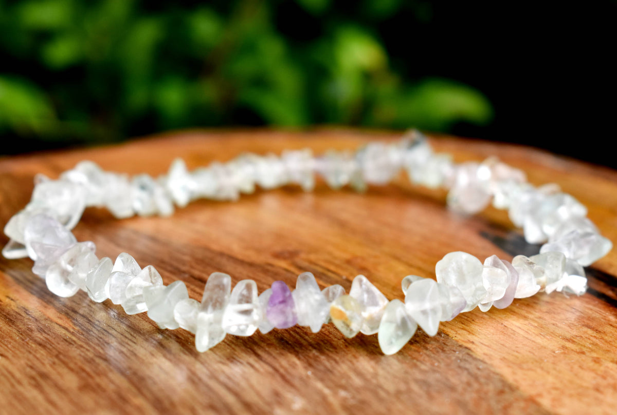 Natural Multi Fluorite Chip Bracelets,  Loose Crystal Gemstone Chip Bracelets ~ Healing Chip Bracelet  DestGlow