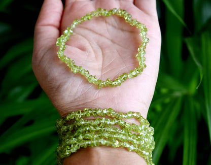 Natural Peridot Chip Bracelets,  Loose Crystal Gemstone Chip Bracelets ~ Healing Chip Bracelet  DestGlow