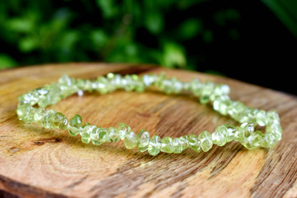 Natural Peridot Chip Bracelets,  Loose Crystal Gemstone Chip Bracelets ~ Healing Chip Bracelet  DestGlow