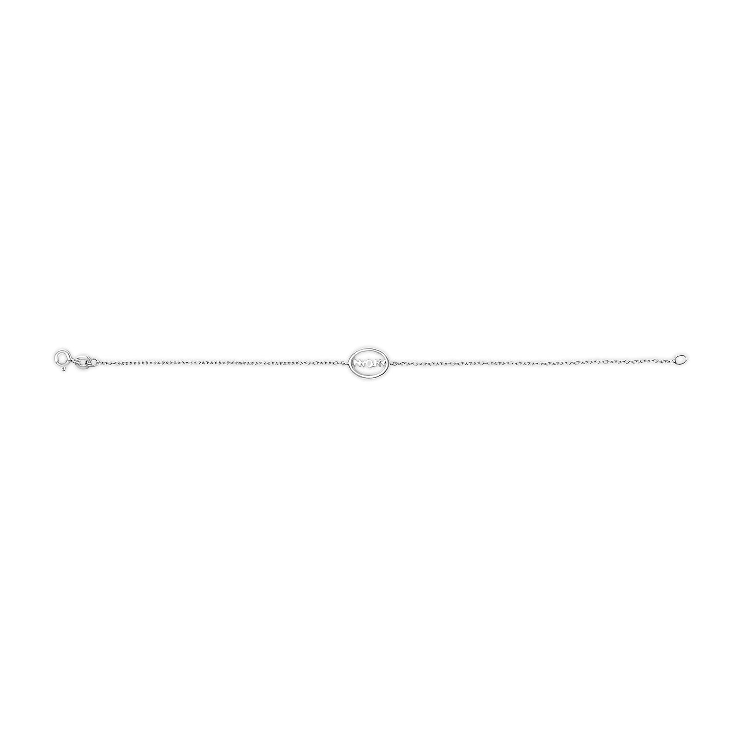 .925 Sterling Silver Diamond Accent MOM Charm Bracelet (J-K Color, I2-I3 Clarity) - 7" Inches  DestGlow