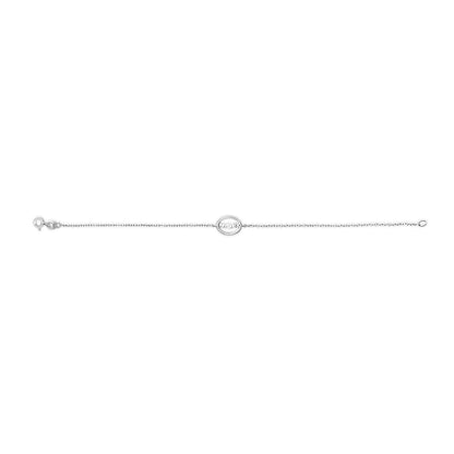 .925 Sterling Silver Diamond Accent MOM Charm Bracelet (J-K Color, I2-I3 Clarity) - 7" Inches  DestGlow