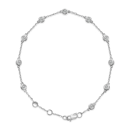 14K White Gold 1/2 Cttw Bezel Set Lab Grown Diamond Station Bracelet by Bids.com
