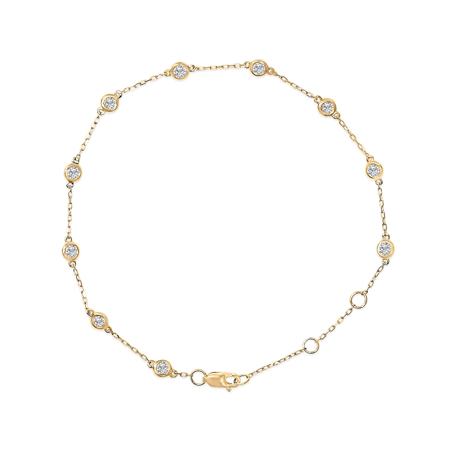 14K White Gold 1/2 Cttw Bezel Set Lab Grown Diamond Station Bracelet by Bids.com