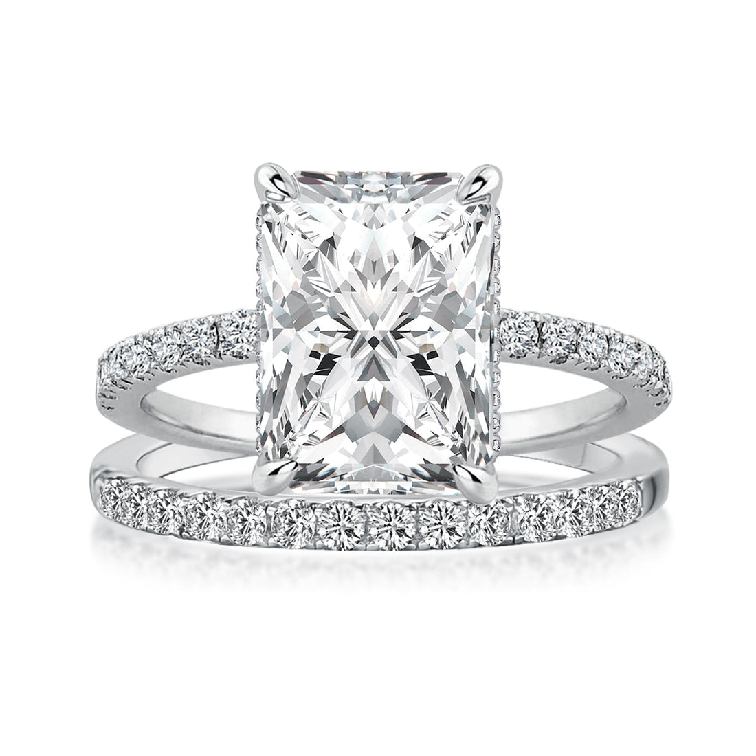 Rodiffy Moissanite 3.5 Ct Radiant Cut White Gold Wedding Ring For Women 