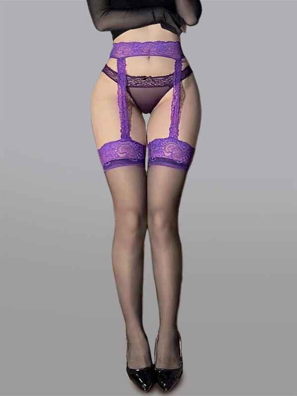 Garter Belt With Lace Stockings