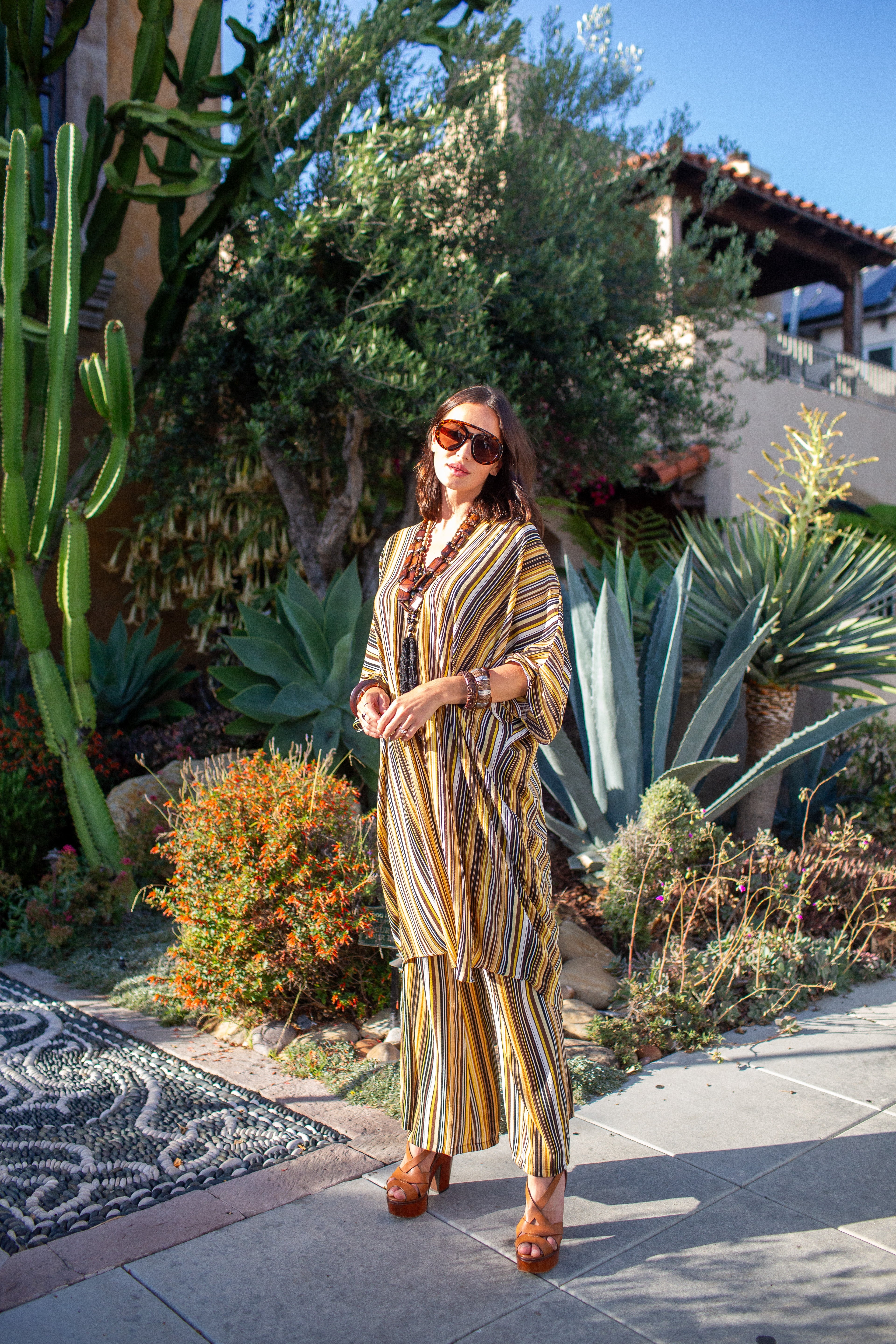 Bank Striped Tunic Caftan Set by Jennafer Grace