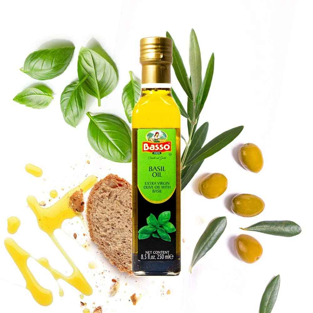 Basso 1904, Basil Oil, Infused Extra Virgin Olive Oil, 8.5 Fl Oz (250ml)
