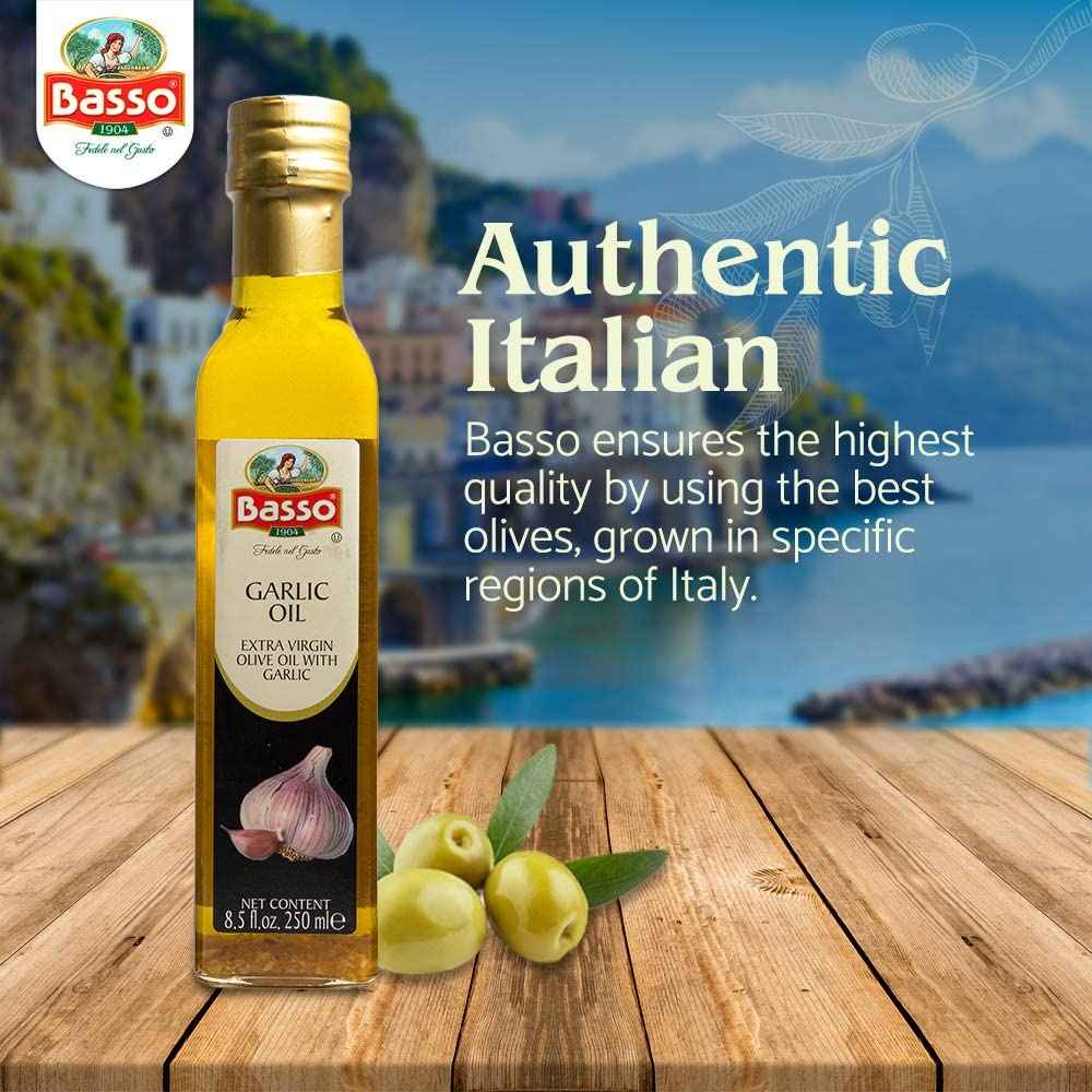 Basso 1904, Garlic Infused Extra Virgin Olive Oil – 8.5 fl oz (250 ml)