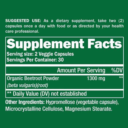 Organic Beetroot 60 Capsules