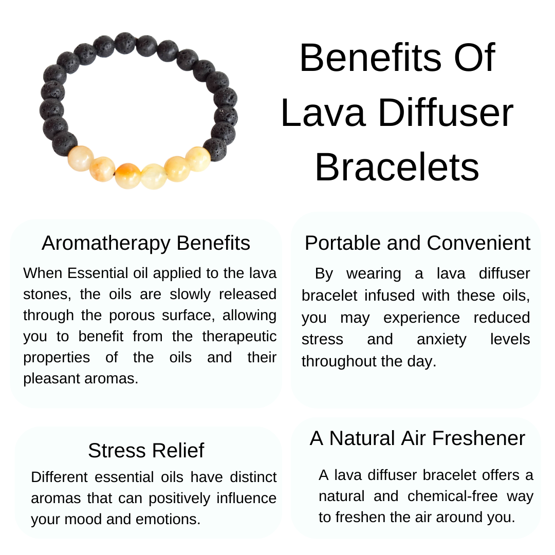 Lava Diffuser Bracelet, Lava with Honey Calcite Beads Diffuser Jewelry, Aromatherapy, Essential Oil Bracelet, Spiritual Gift, Yoga Gift for Her,  DestGlow