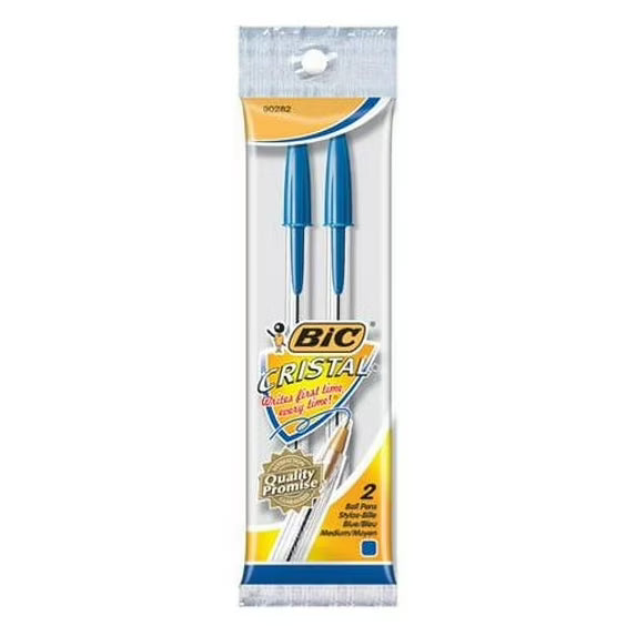 BIC Cristal Smooth Up Blue Ballpoint Pens - 24 Count (12 Packs of 2) 