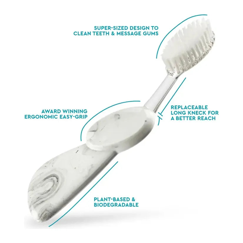 Radius Big Brush Replaceable Soft Head Left Hand Toothbrush (Assorted Colors) by Pasteur Pharmacy