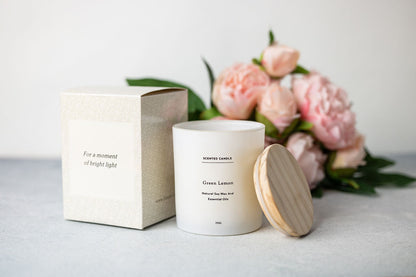 Green Lemon Candle Spa Gift Box, Relaxing Package with Shower steamers and Eye Mask by Lizush