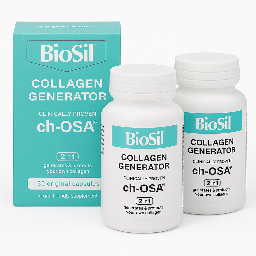 Biosil Collagen Generator - 120 Original Capsules Pack of 2 - with Patented ch-OSA Complex - Generates &amp; Protects Your Own Collagen - GMO Free - 60-Day Supply