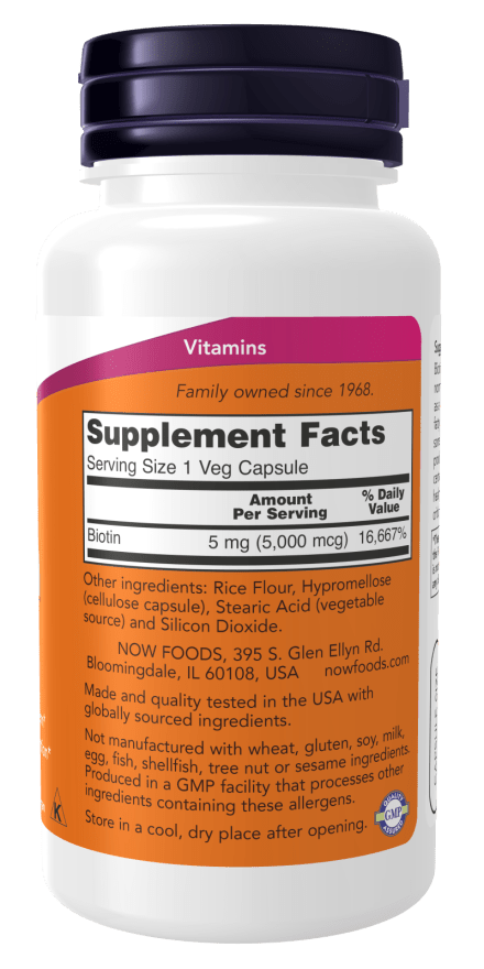 Biotin 5,000 mcg Veg Capsules by Country Life Natural Foods