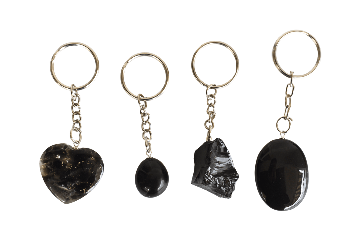 Black Obsidian Key Chain, Gemstone Keychain Crystal Key Ring (Inner Peace and Stress Relief)  DestGlow