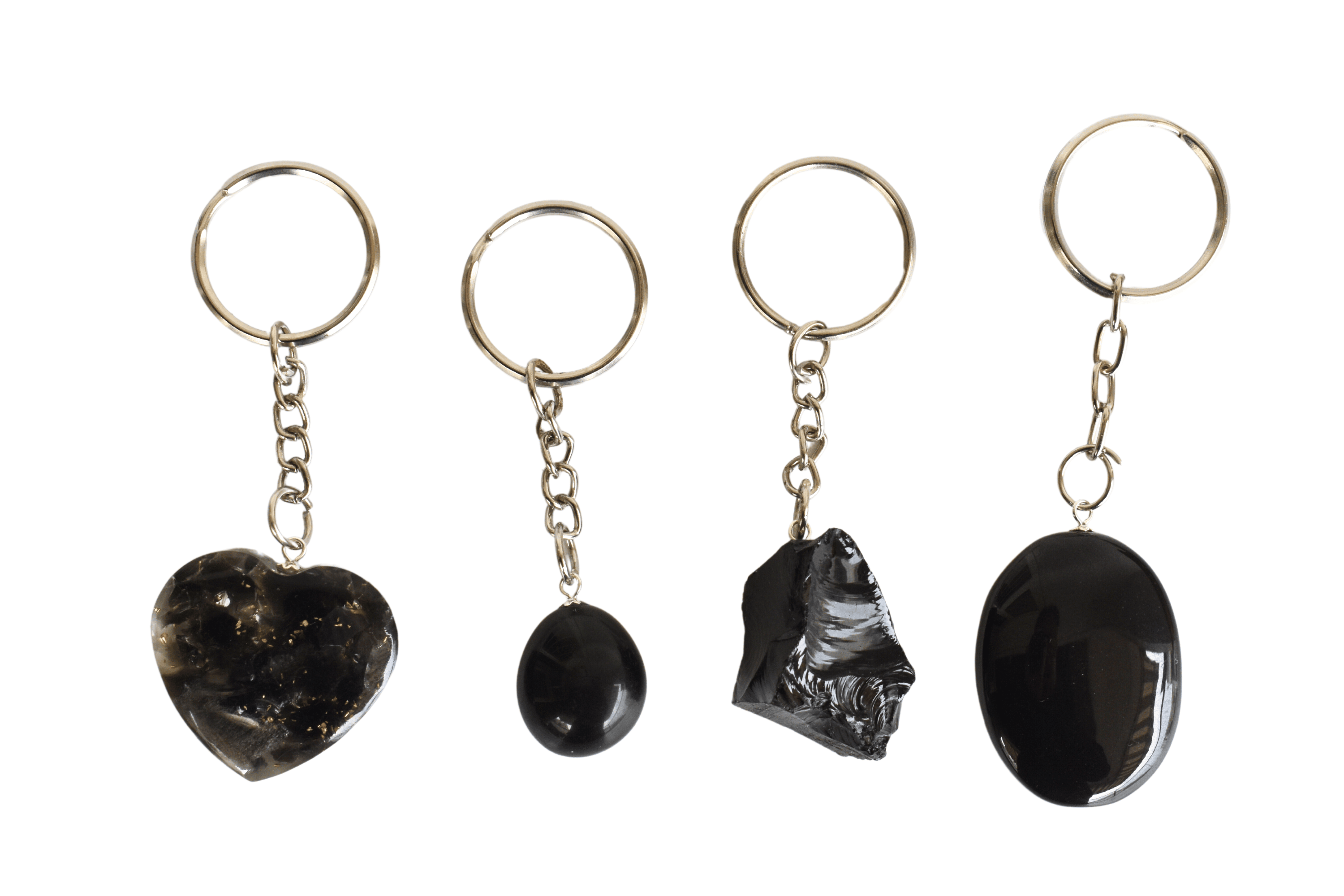 Black Obsidian Key Chain, Gemstone Keychain Crystal Key Ring (Inner Peace and Stress Relief)  DestGlow