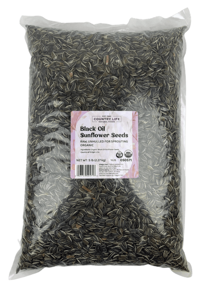 Sunflower Seeds, Black Oil, Unhulled For Sprouting, Organic by Country Life Natural Foods