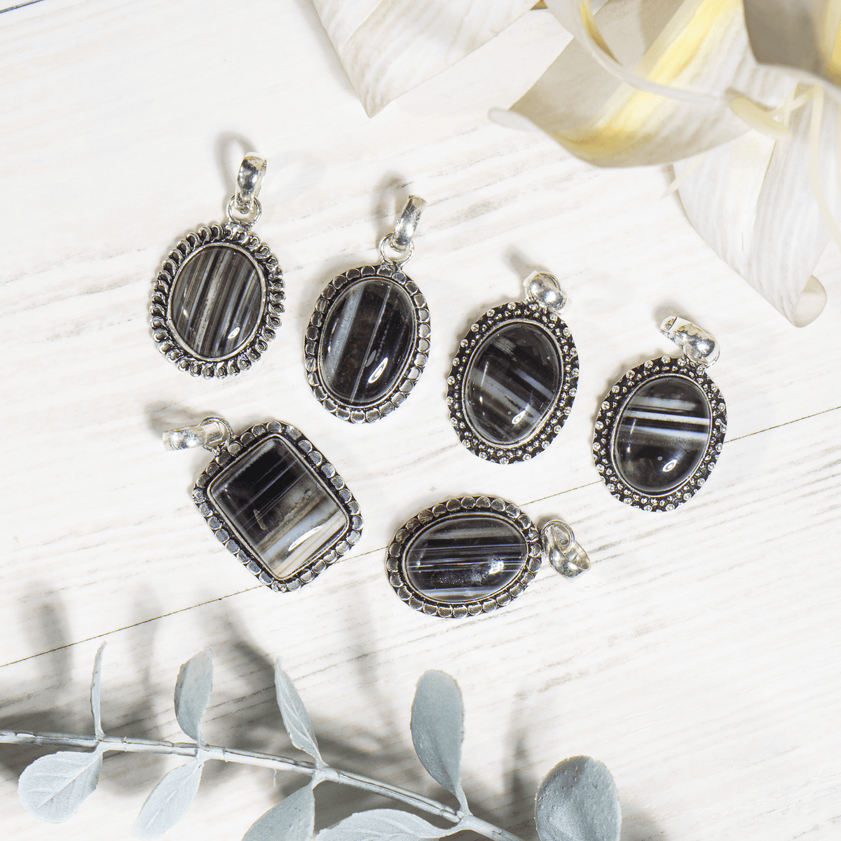 Black Sulemani Agate Pendants – Natural Crystal Pendants Healing Cabochon Pendants  DestGlow