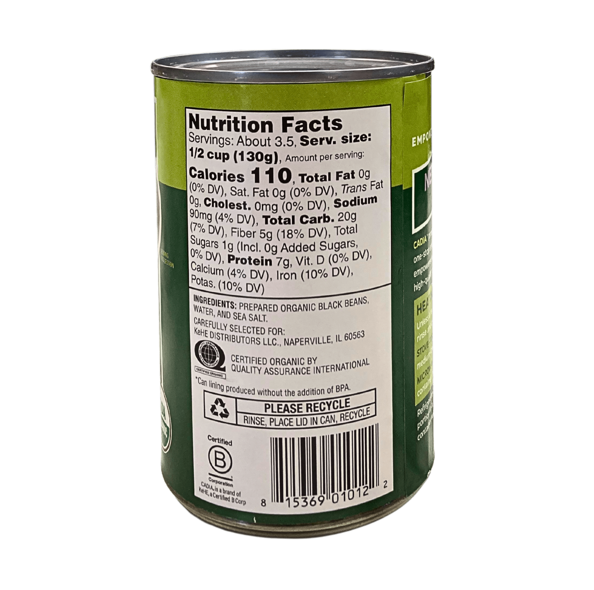 Black Beans, Organic, Cadia by Country Life Natural Foods