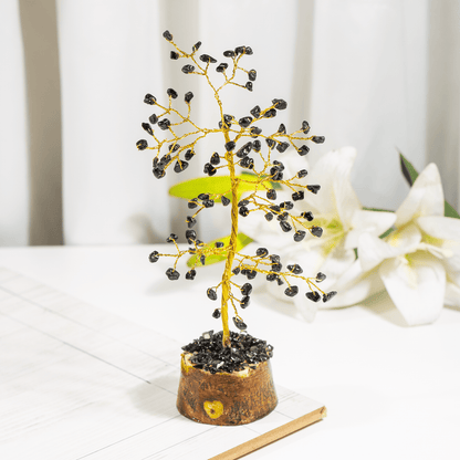 Black Obsidian Gemstone Tree, Crystal Tree Of Life.