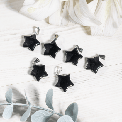 Black Tourmaline Star Pendant Necklace – Natural Crystal Gemstone Jewelry  DestGlow