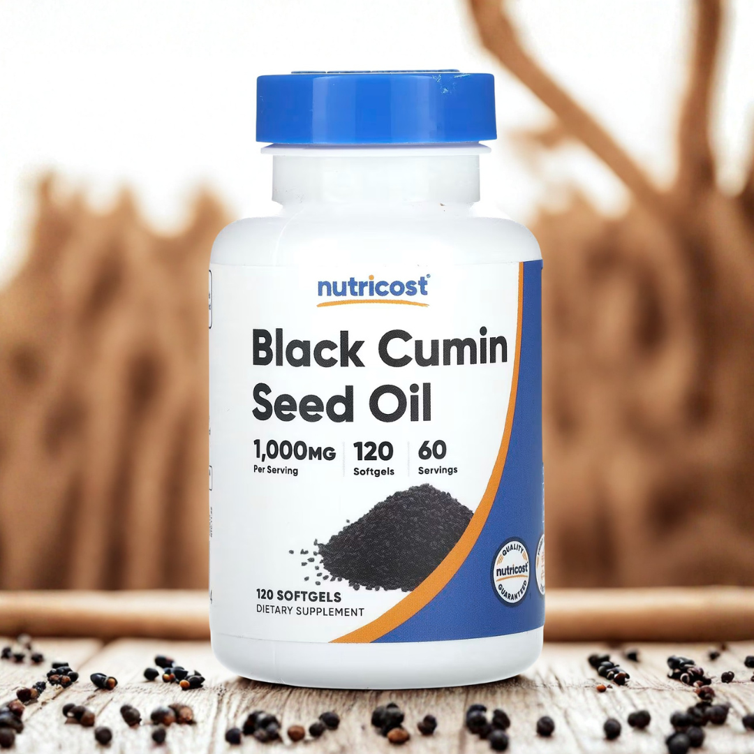 Black Cumin Seed Oil Softgels 1000mg per Serving (500mg Each) – 120 Capsules | Cold-Pressed Nigella Sativa Supplement by Seamoss depot