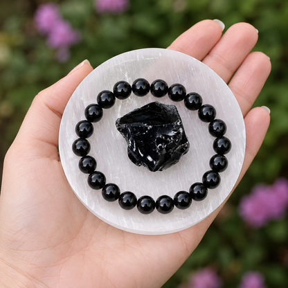 Black Tourmaline Crystal Gift Set For Emotional Support and Protection, Real Polished Gemstones.  DestGlow